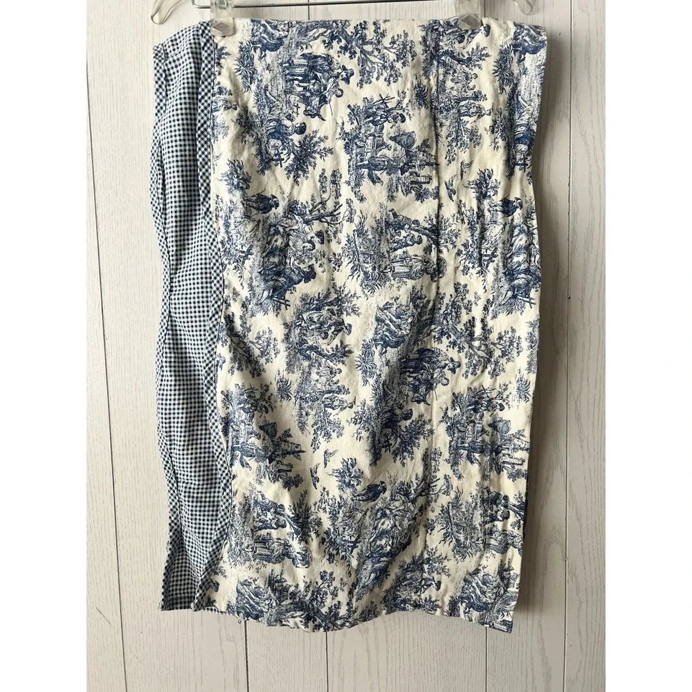 One Waverly Blue Toile & Gingham Double Valance 54